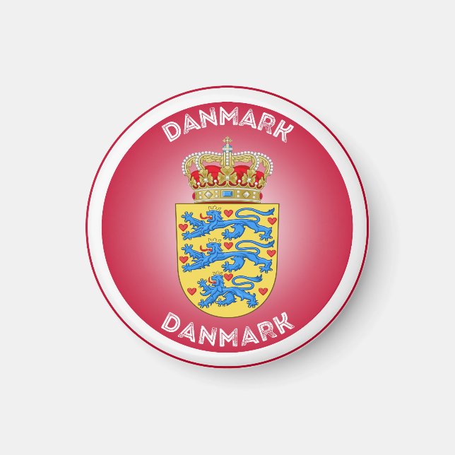 Dänemark Coat of Arms Circle Shape Magnet (Vorne)