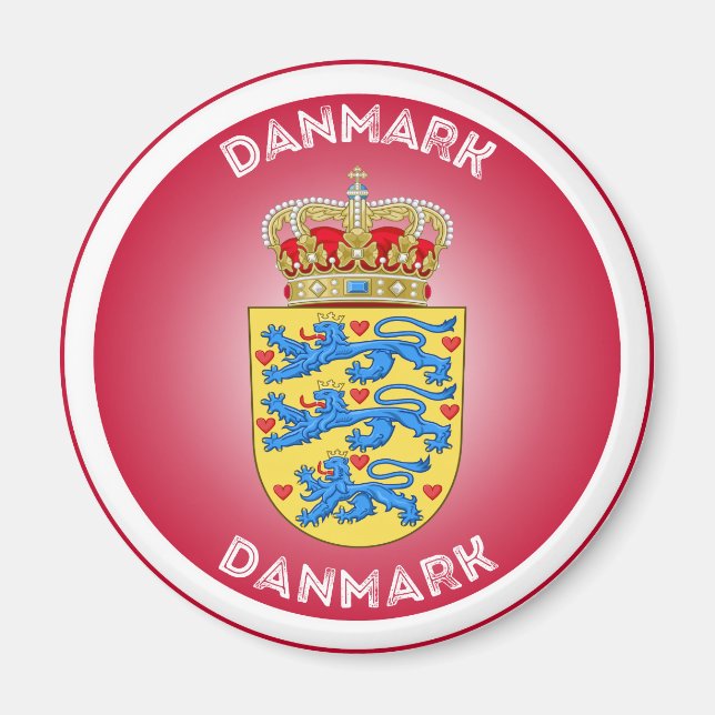 Dänemark Coat of Arms Circle Shape Magnet (Vorne)