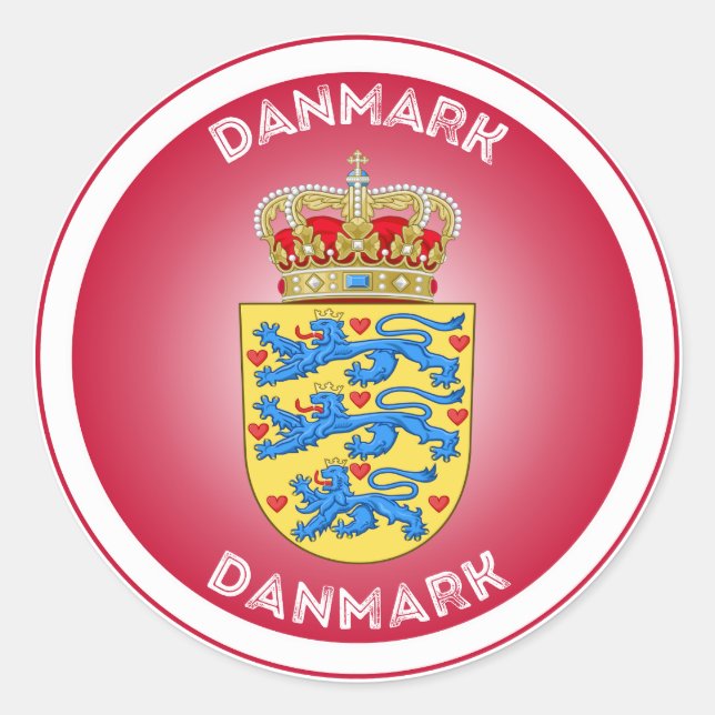 Dänemark Coat of Arms Circle Shape Runder Aufkleber (Vorderseite)