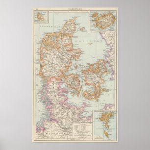Danemark - Dänemark Karte Poster