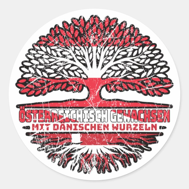 dänemark Dänisch Österreichisch Österreich Baum Runder Aufkleber (Vorderseite)