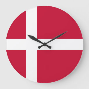 Dänemark (dänische Flagge) Große Wanduhr