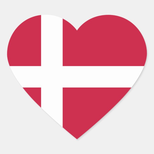 Dänemark (dänische Flagge) Herz-Aufkleber (Vorderseite)