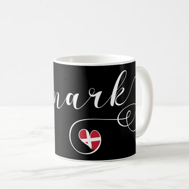 Dänemark, dänische Flagge im Herzen Kaffeetasse (VorderseiteRechts)