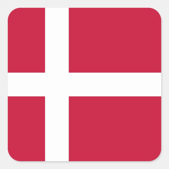 Dänemark (dänische Flagge) Quadratischer Aufkleber (Vorderseite)
