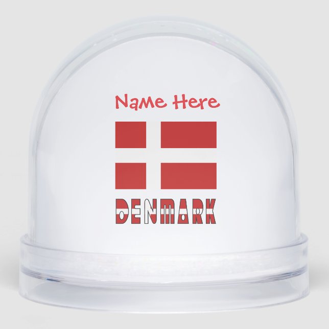 Dänemark Dänische Flagge Rot Personalisiert Schneekugeln (Vorderseite)