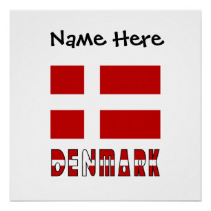 Dänemark Dänische Flagge Schwarz Personalisierung  Poster