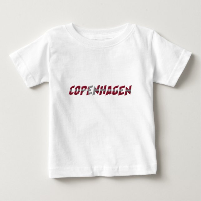 Dänemark Dänische Flaggenfarben Typografie Baby T-shirt (Vorderseite)