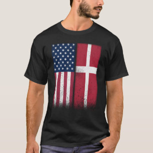 Dänemark Danish American Flags Proud T-Shirt
