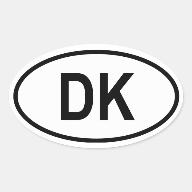 Dänemark ‚DK‘ Ovaler Aufkleber (Vorderseite)