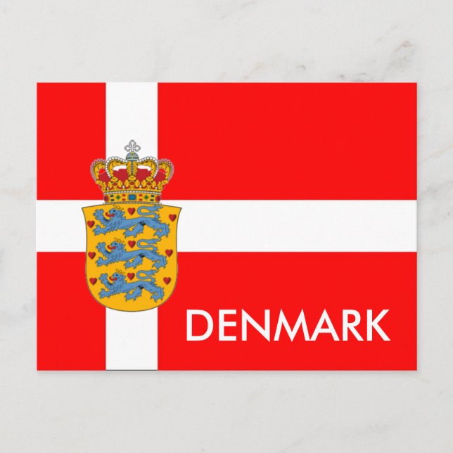 Danemark Drapeau & Armoiries Carte postale! (Devant)