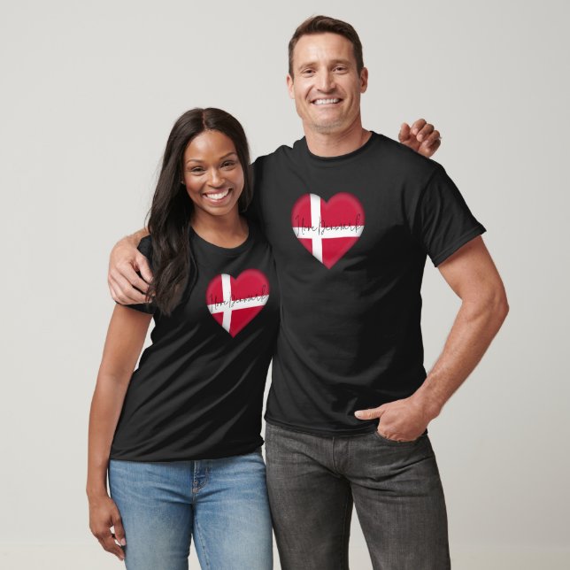 Danemark Drapeau Couleurs Coeur T-shirt (Unisexe)