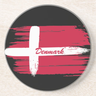 Dänemark-Fahne für künstlerische Pinselstriche Getränkeuntersetzer