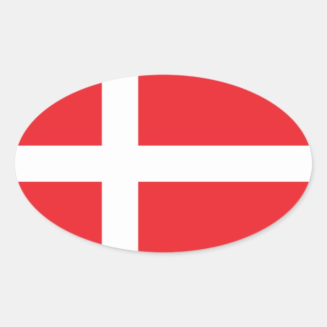 DÄNEMARK FLAG DANNEBROG OVALER AUFKLEBER (Vorderseite)