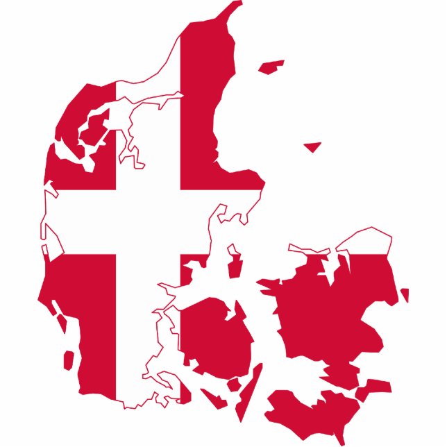 Dänemark Flag Karte Freistehende Fotoskulptur (Vorne)