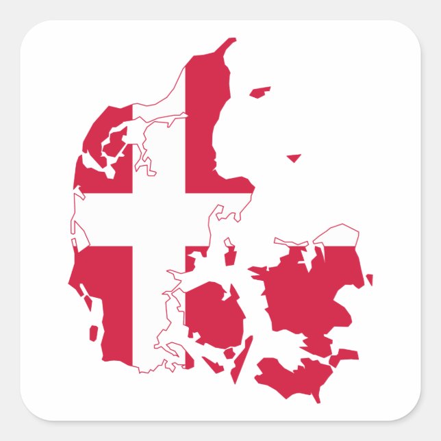 Dänemark Flag-Karte Quadratischer Aufkleber (Vorderseite)