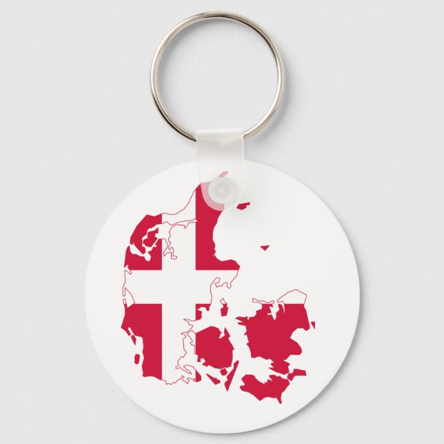 Dänemark Flag-Karte Schlüsselanhänger (Vorderseite)