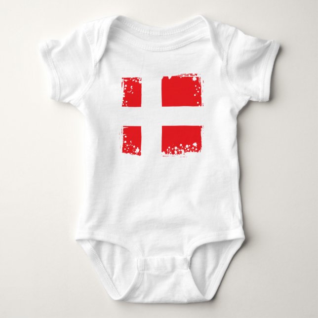 Dänemark-Flagge, dänischer cooler Babystoff Baby Strampler (Vorderseite)
