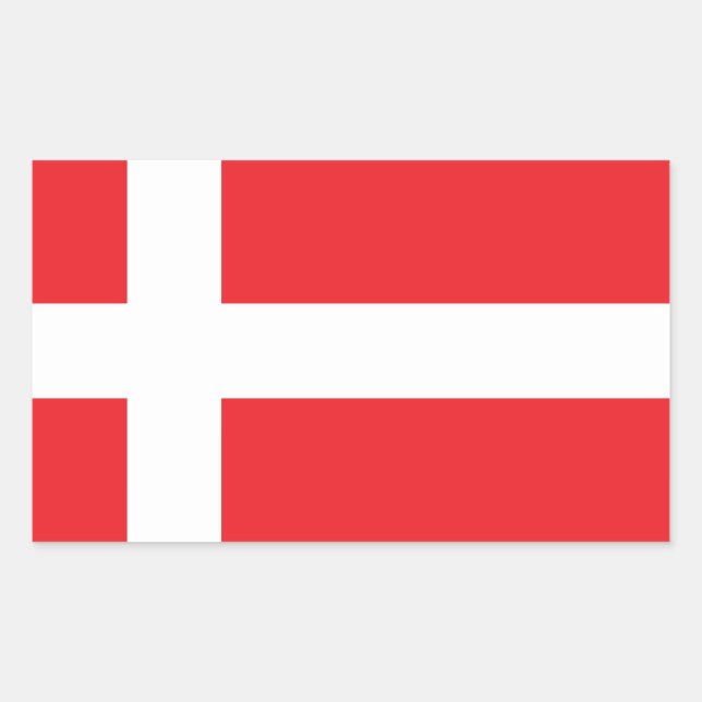 DÄNEMARK-FLAGGE DANNEBROG RECHTECKIGER AUFKLEBER (Vorderseite)