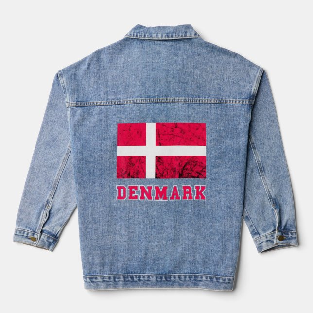 Dänemark Flagge Dannebrog Retro Dänemark Pride Dan Jeansjacke (Rückseite)