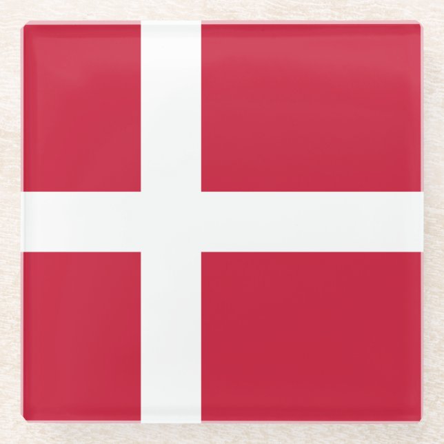 Dänemark Flagge Glasuntersetzer (Vorderseite)