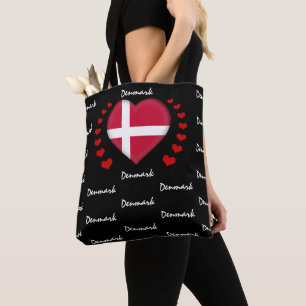 Dänemark Flagge & Herz, dänische Flagge / Sport Tasche