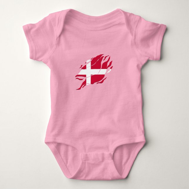 Dänemark Flagge in mir, Skandinavien Klaw-Mark Baby Strampler (Vorderseite)