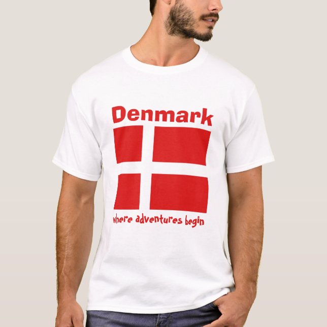 Dänemark-Flagge + Karte + Text-T - Shirt (Vorderseite)