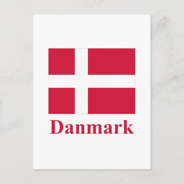 Dänemark Flagge mit dänischer Bezeichnung Postkarte (Vorderseite)