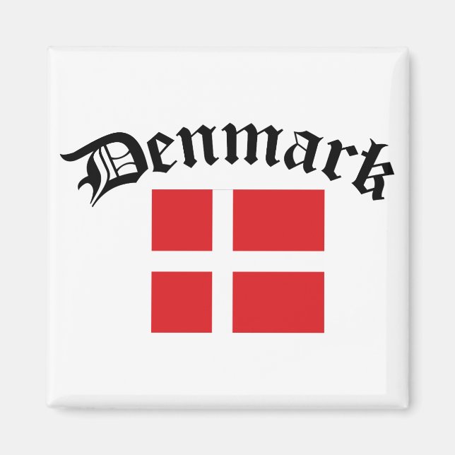 Dänemark Flagge mit Inschrift Magnet (Vorne)