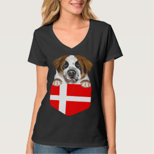 Dänemark-Flagge St. Bernhardshund in Tasche T-Shirt