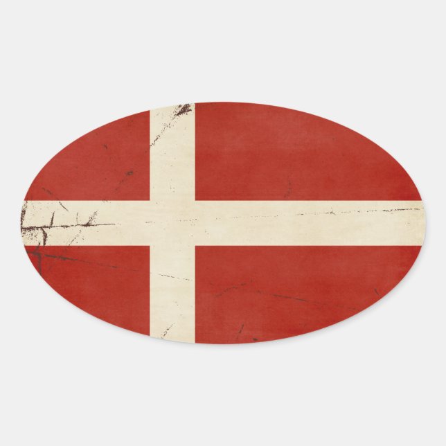 Dänemark Flaggen Ovaler Aufkleber (Vorderseite)