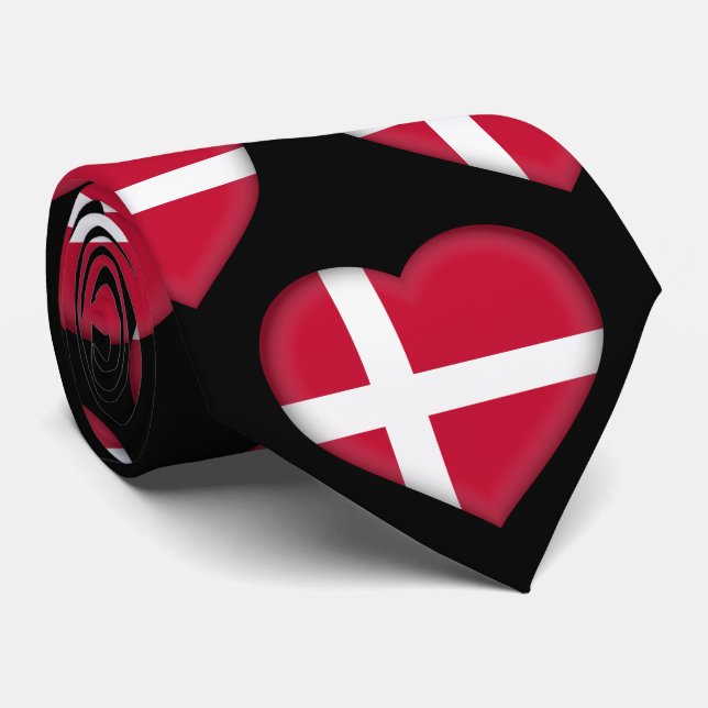Dänemark Flaggenfarben Herzmuster Neck Tie Krawatte (Gerollt)