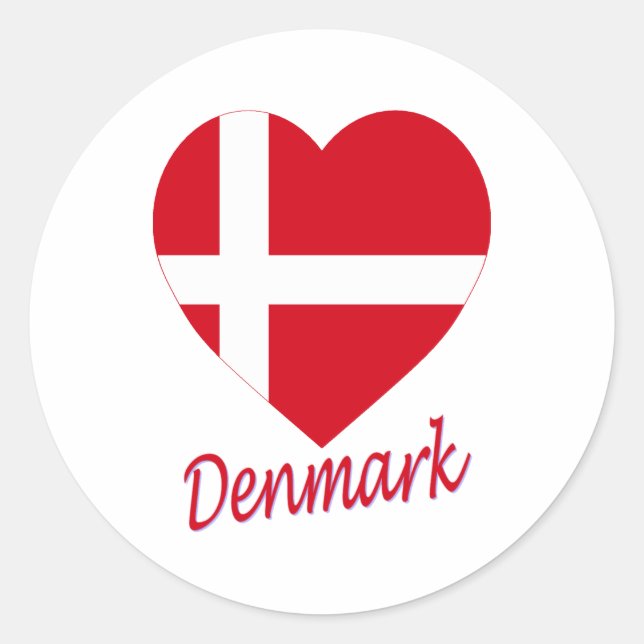 Dänemark Flaggenherz Runder Aufkleber (Vorderseite)