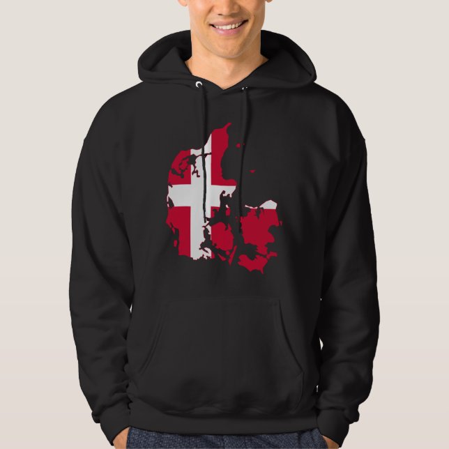 Dänemark-Flaggenkarte DK Hoodie (Vorderseite)