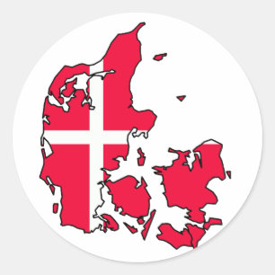 Dänemark-Flaggenkarte Runder Aufkleber