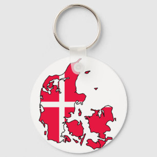 Dänemark-Flaggenkarte Schlüsselanhänger