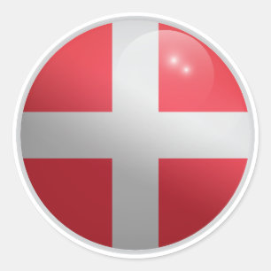 Dänemark Glossy Circle Flag Runder Aufkleber