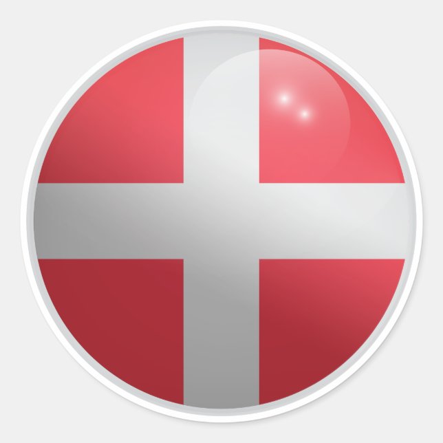 Dänemark Glossy Circle Flag Runder Aufkleber (Vorderseite)