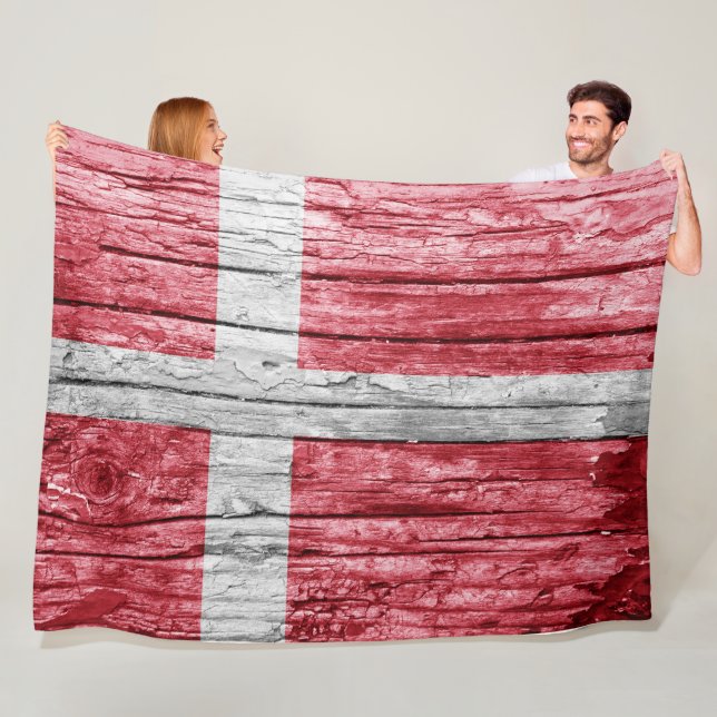 Dänemark Holzflagge Fleecedecke (Beispiel)