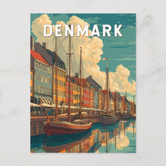 Dänemark Illustration Travel Art Vintag Postkarte (Vorderseite)