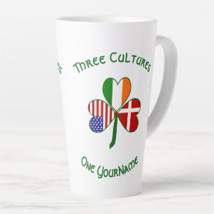 Dänemark Irland USA Kleeblatt Flagge Personalisier Milchtasse