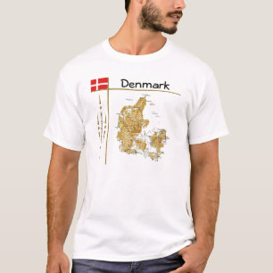 Dänemark Karte + Flagge + T - Shirt
