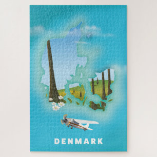 Dänemark kartografiert illustriertes Reiseplakat.