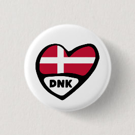 Dänemark Land Code Flag Heart Button Abzeichen, DN