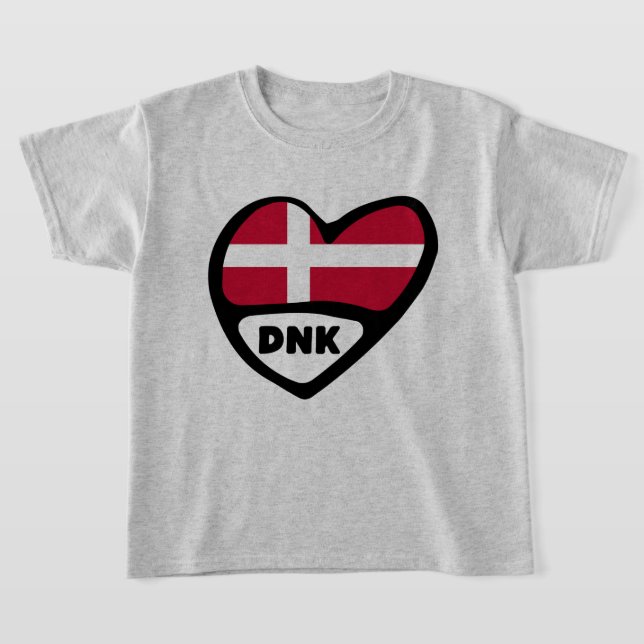Dänemark Land Code Flag Heart Button Abzeichen, DN T-Shirt (Ablage )
