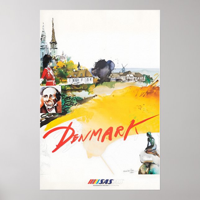 Dänemark Malerei SAS Reiseplakat Dänische Kunst Pr Poster (Vorne)