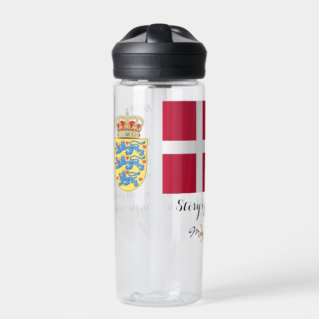 DÄNEMARK - mit Monogramm, Fun Text, dänische Flagg Trinkflasche (Vorderseite)