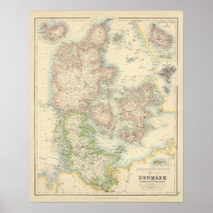 Dänemark mit Schleswig und Holstein Poster