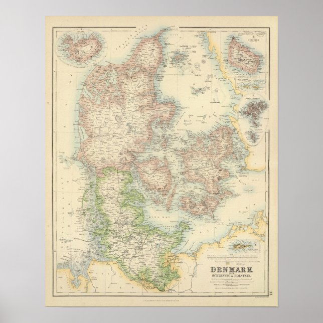 Dänemark mit Schleswig und Holstein Poster (Vorne)